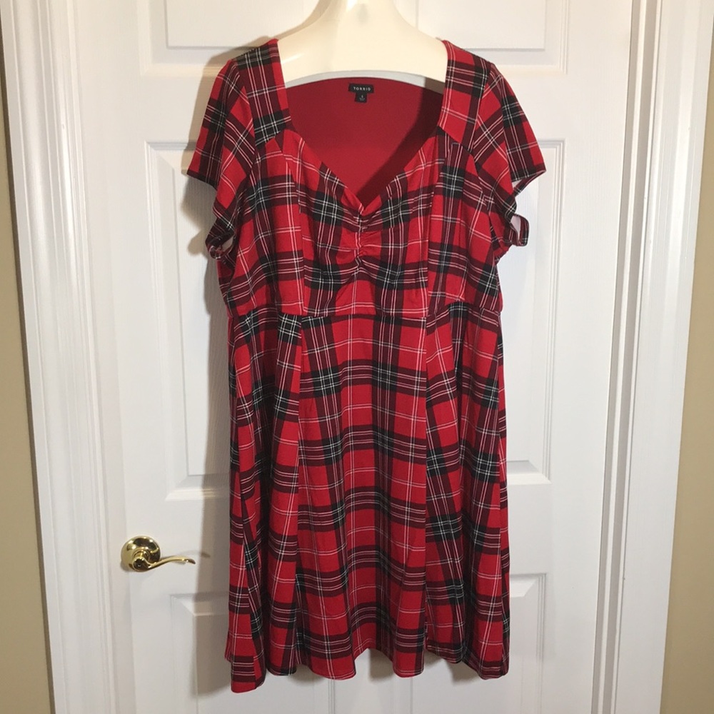Torrid Red Plaid Short Sleeve Dress